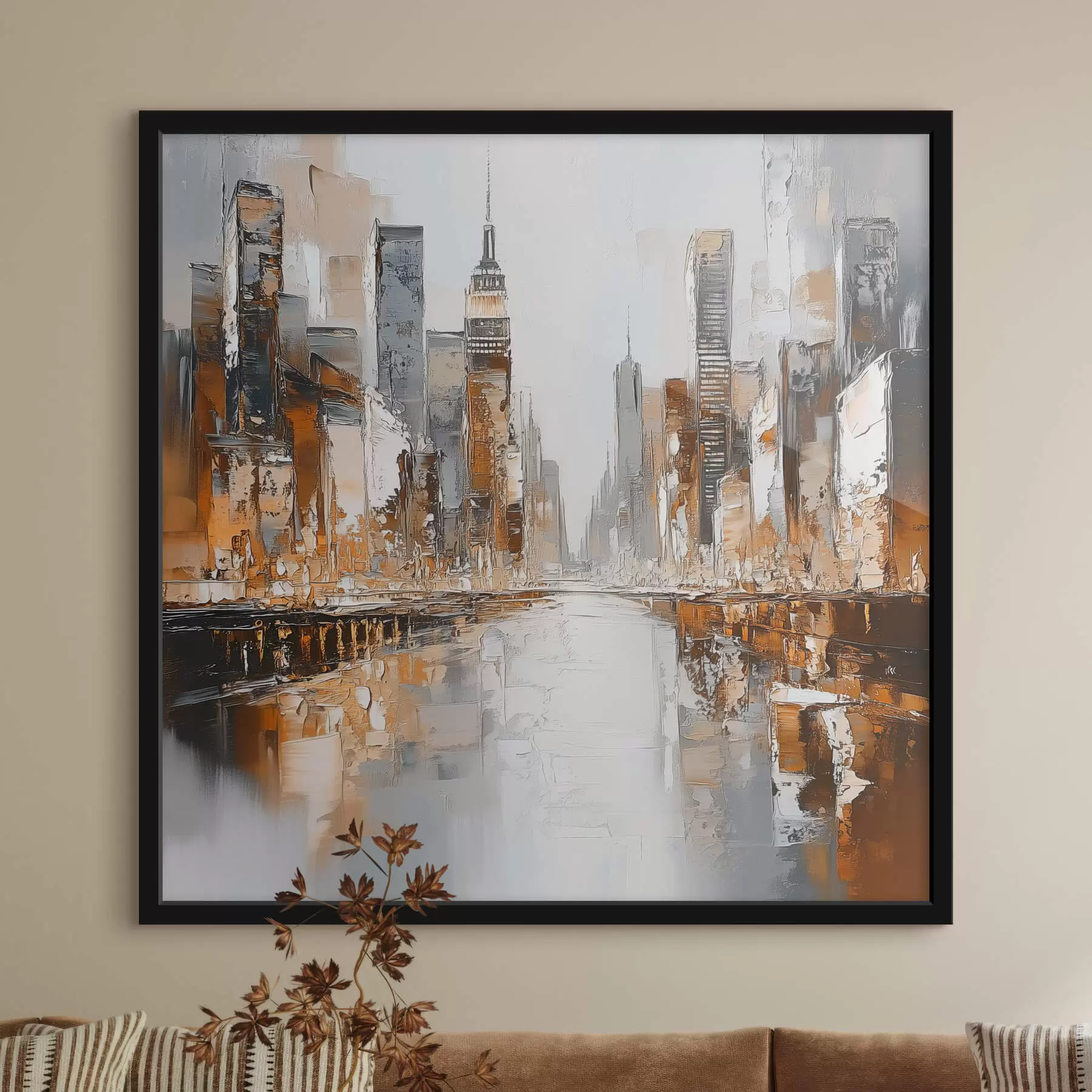 Fotobehang Abstracte stad met imitatie penseelstreken f42133