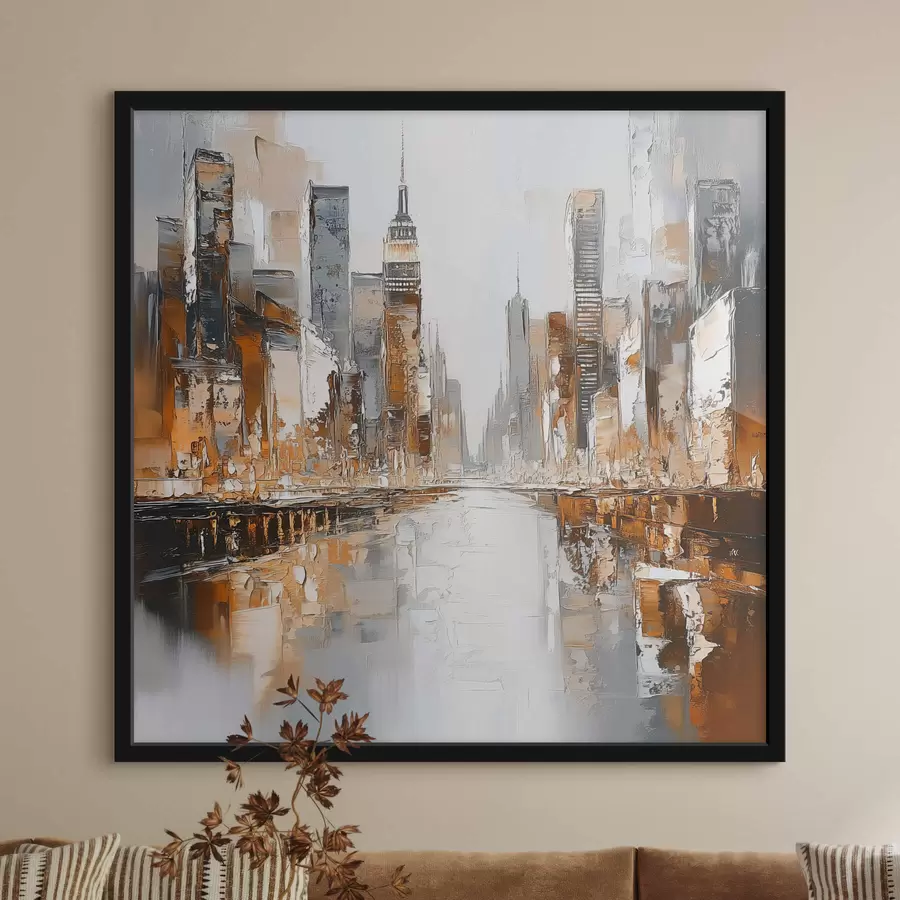 Papier peint photo Ville abstraite avec imitation de coups de pinceau f42133