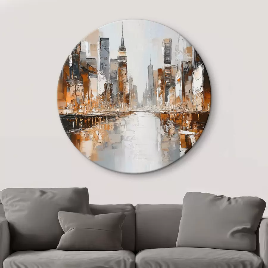  Schilderijen Abstracte stad met imitatie penseelstreken r42133