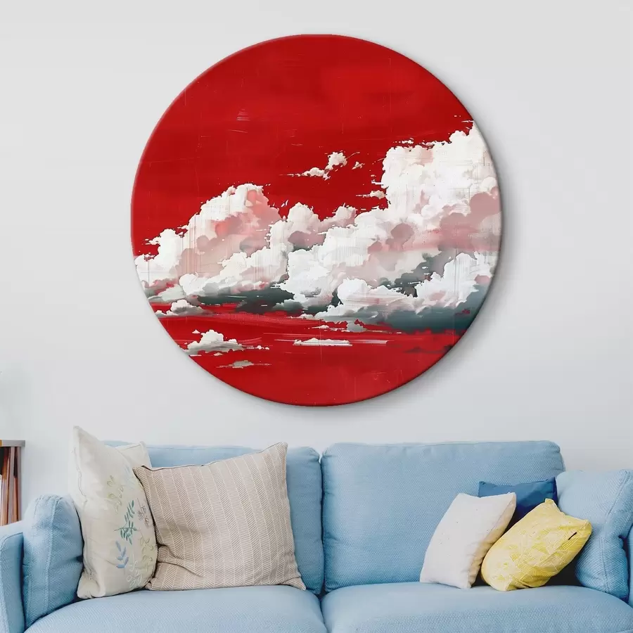  Schilderijen Stormwolken op een rode achtergrond r40987