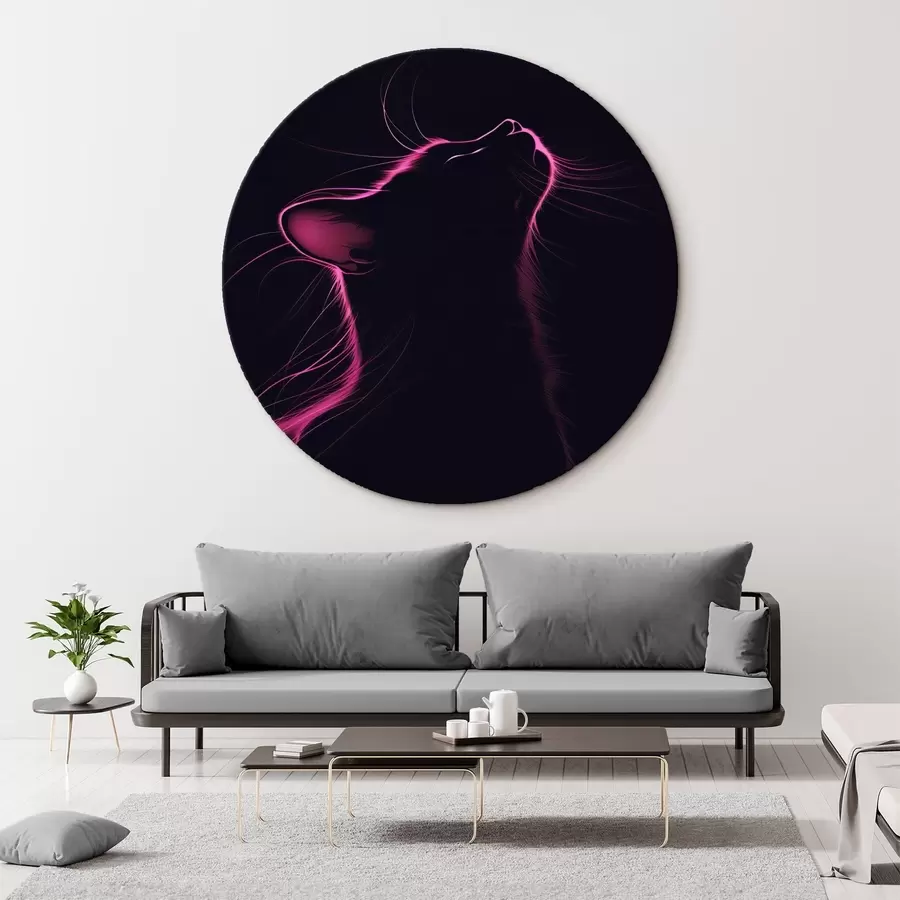  Schilderijen Roze neonkat op zwarte achtergrond r40994