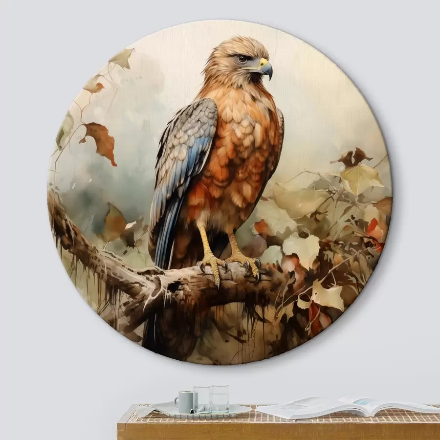  Peintures Faucon assis sur une branche aquarelle r41021