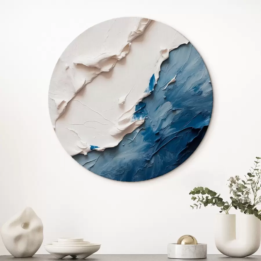  Schilderijen Abstractie met witte en blauwe olieverf r41025