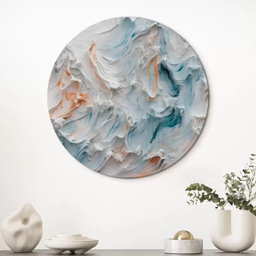  Peintures Abstraction en blanc, orange et bleu r41026