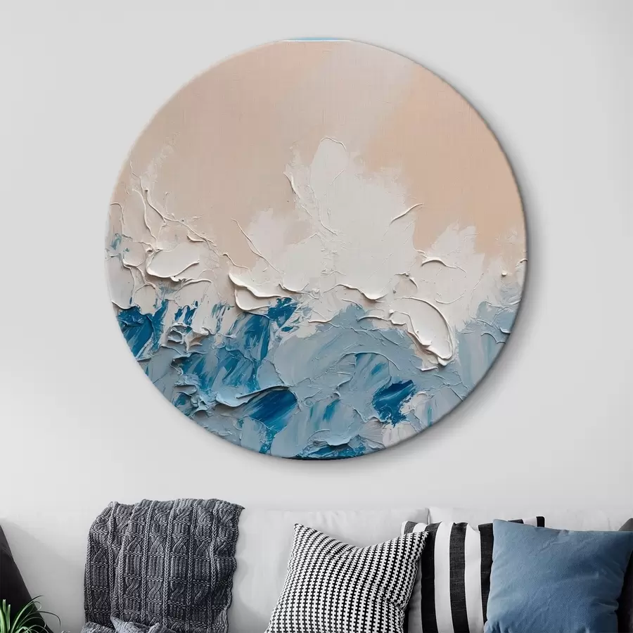  Schilderijen Abstractie met witte, blauwe en blauwe olieverf r41027