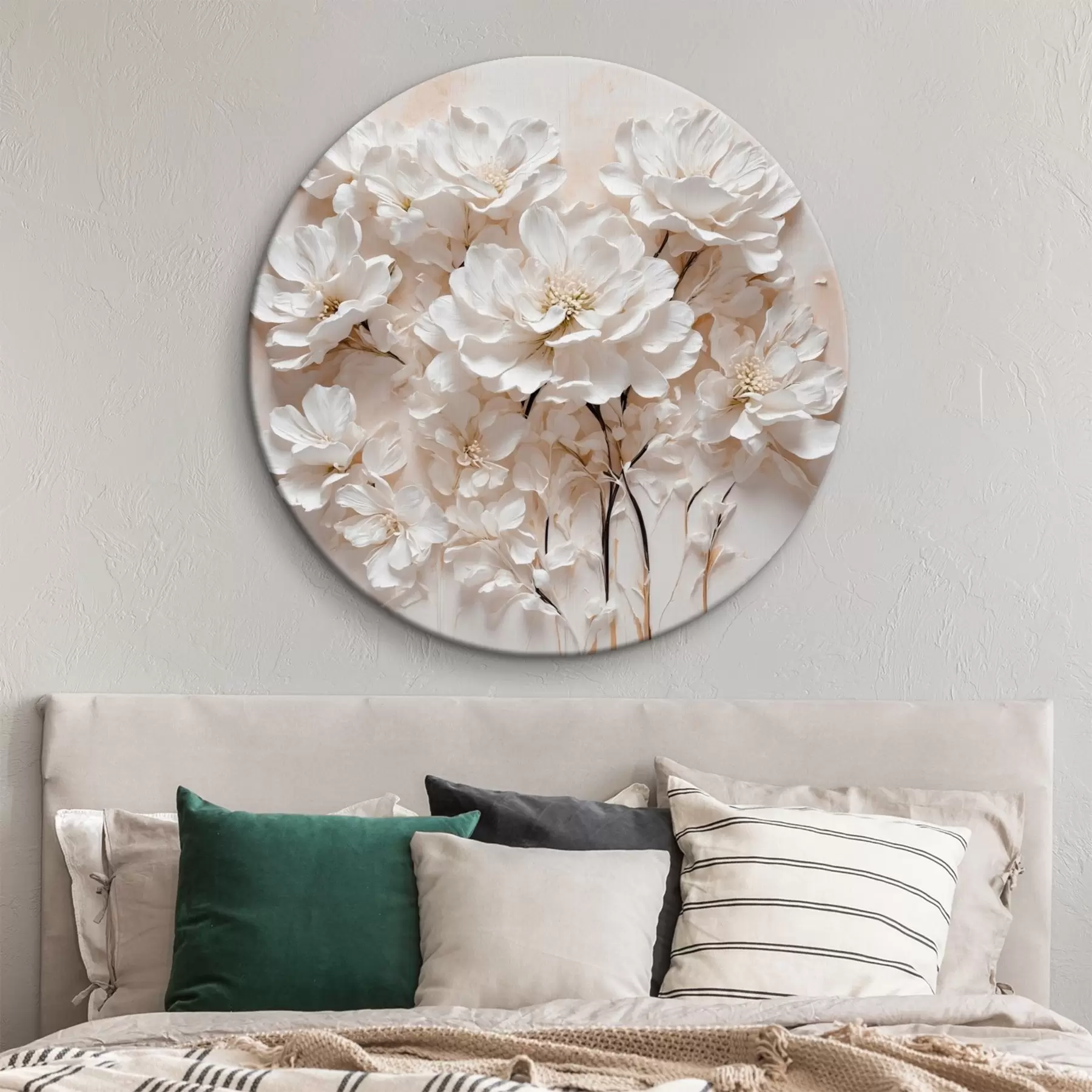  Schilderijen Witte bloemen op een witte en oranje achtergrond r41042