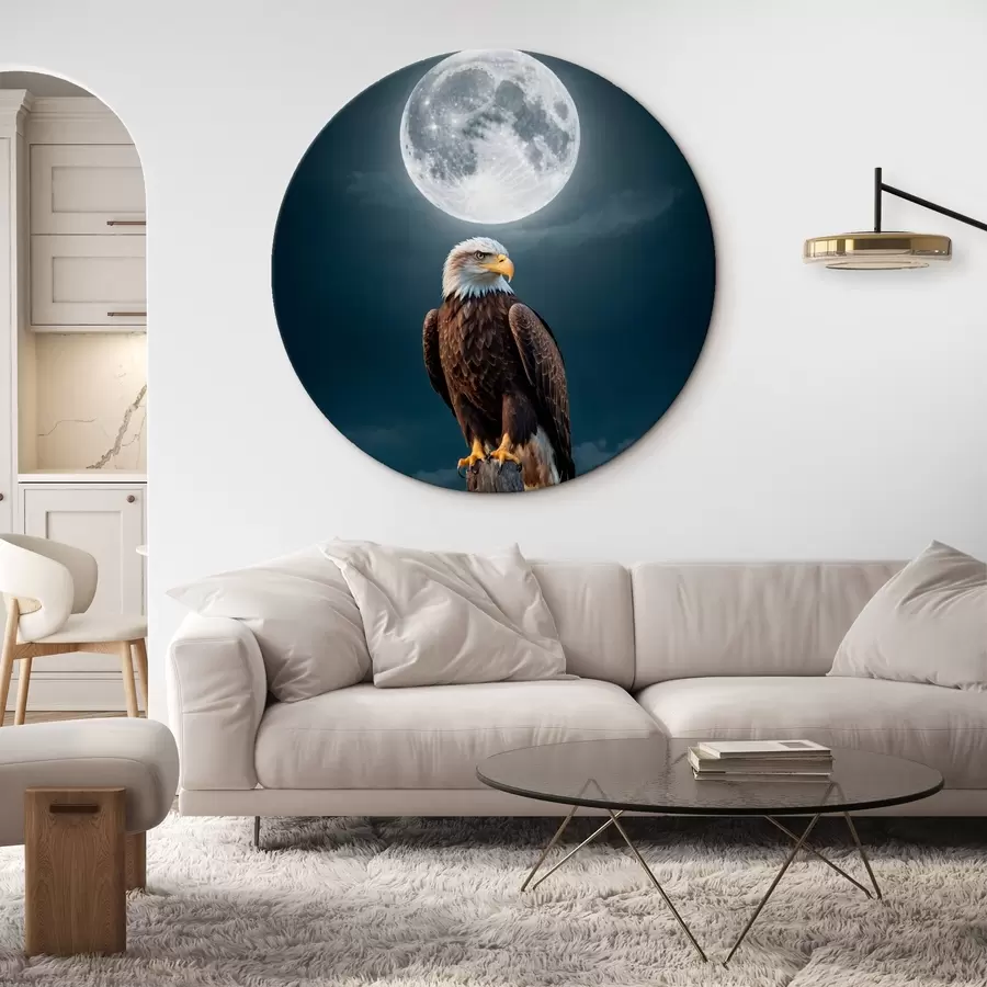  Schilderijen Adelaar tegen de achtergrond van de maan r41043