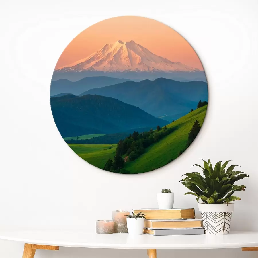  Schilderijen Uitzicht op een kalme, met sneeuw bedekte vulkaan r41046