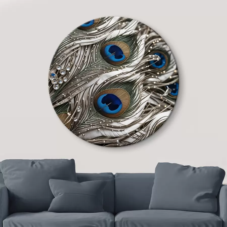  Peintures Plumes de paon vibrantes avec des motifs complexes et des dessins bleus saisissants r41103