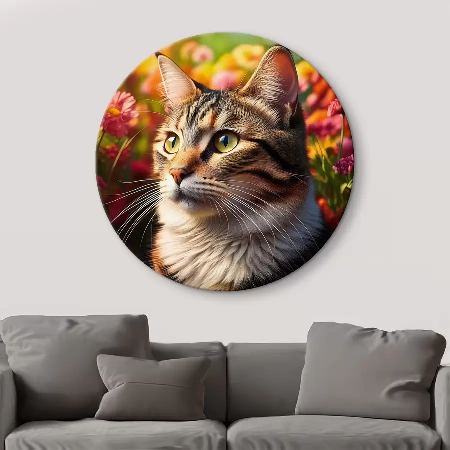  Schilderijen grote kat, kattenportret, kat en bloemen r41106