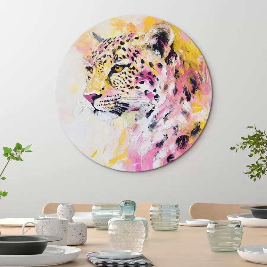  Schilderijen Geel en roze luipaard r41156