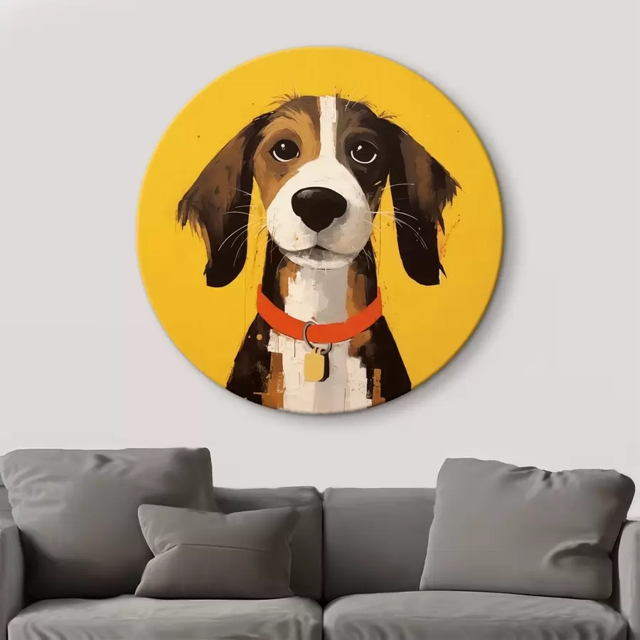  Schilderijen Portret van een hond op een gele achtergrond r41232