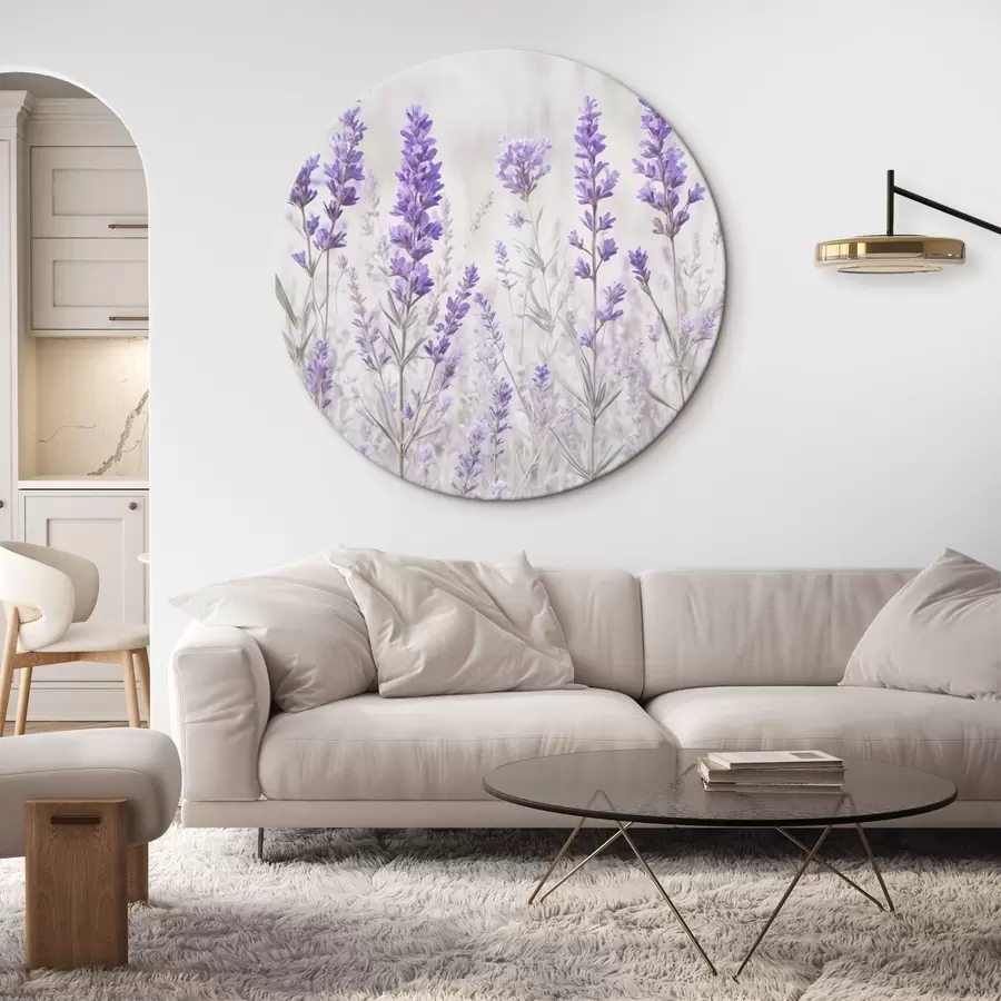  Schilderijen Veld van paarse lavendel bloemen op een wazige getextureerde achtergrond r41265