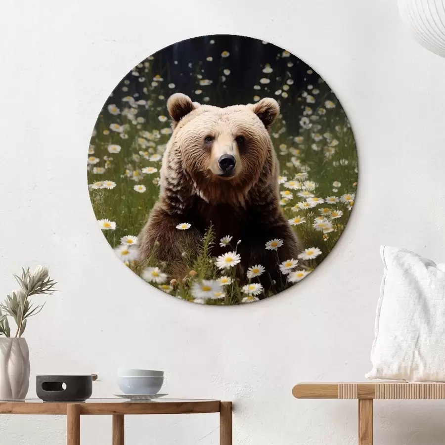  Peintures Un ours brun assis dans un pré de marguerites r41282