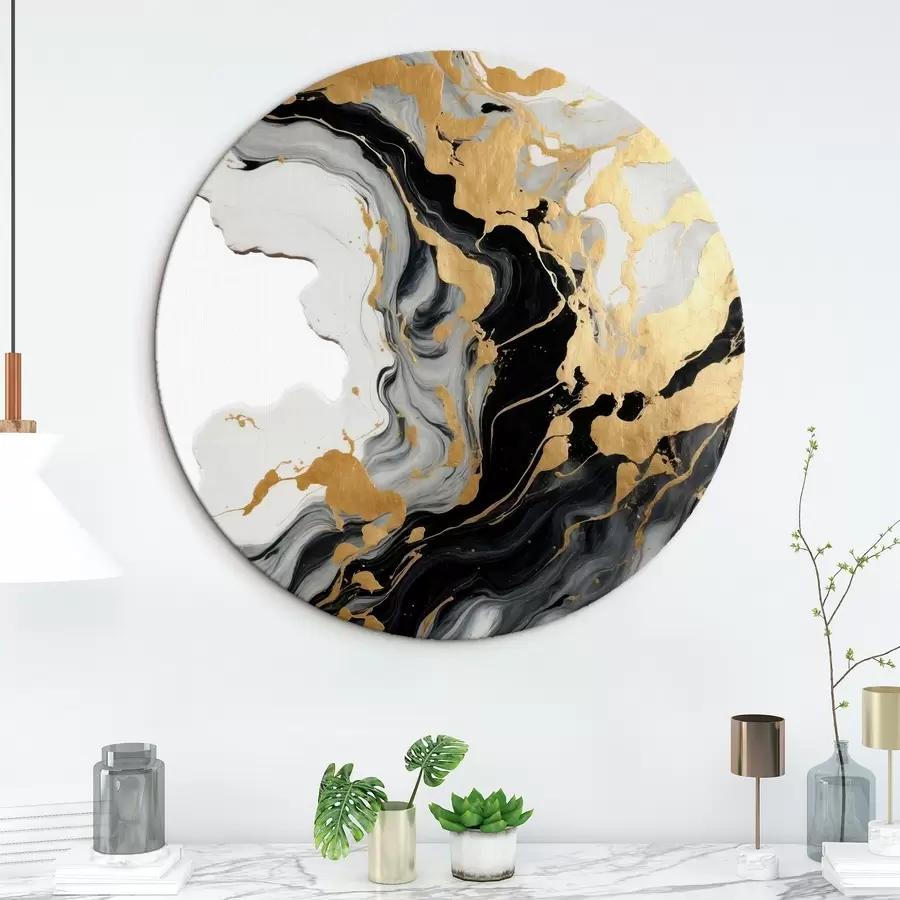  Schilderijen Abstract aquarelschilderij met zwarte en gele verf r41290