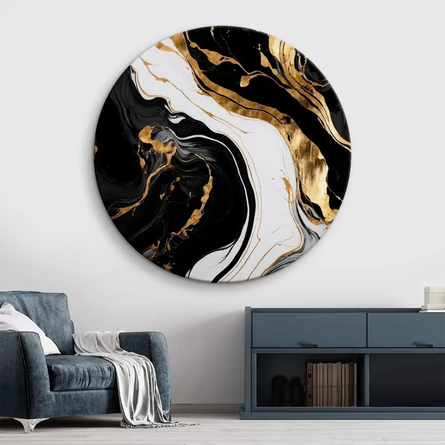  Schilderijen Zwart-wit abstract beeld met gele vlekken r41292