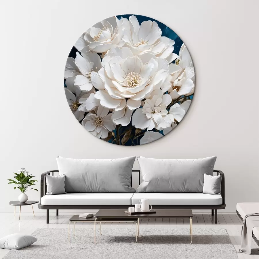  Schilderijen Witte bloemen op een acrylachtergrond r41314