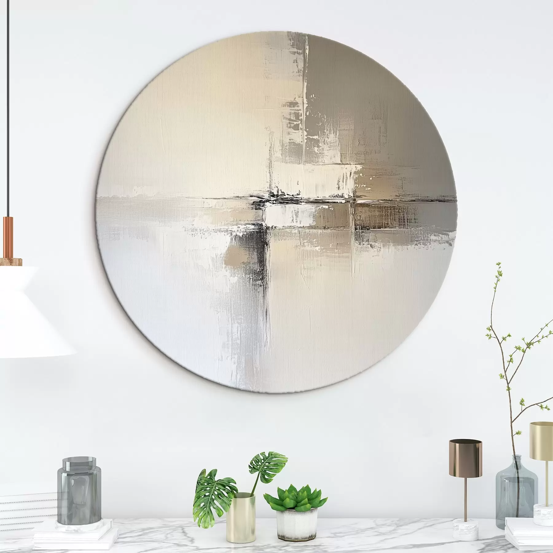  Schilderijen Abstractie in beige tinten r41353