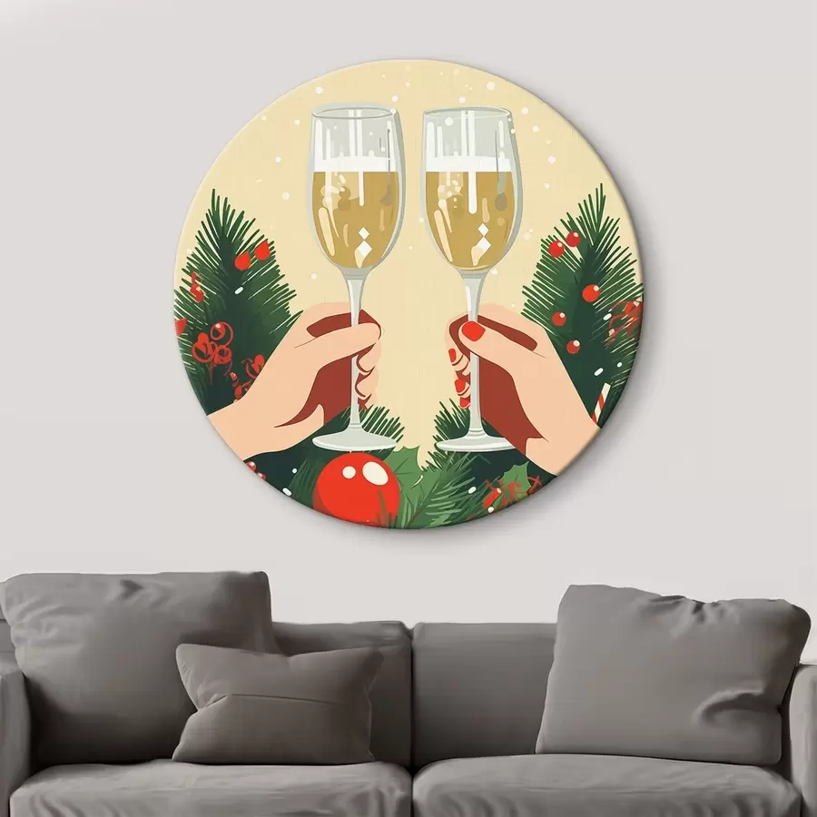  Schilderijen Glazen met champagne, feest, nieuwjaar, abstractie, popart r41367