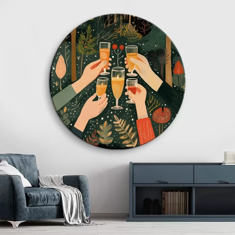  Schilderijen Viering, champagneglazen, kerstmis, bos, abstracte kunst r41368