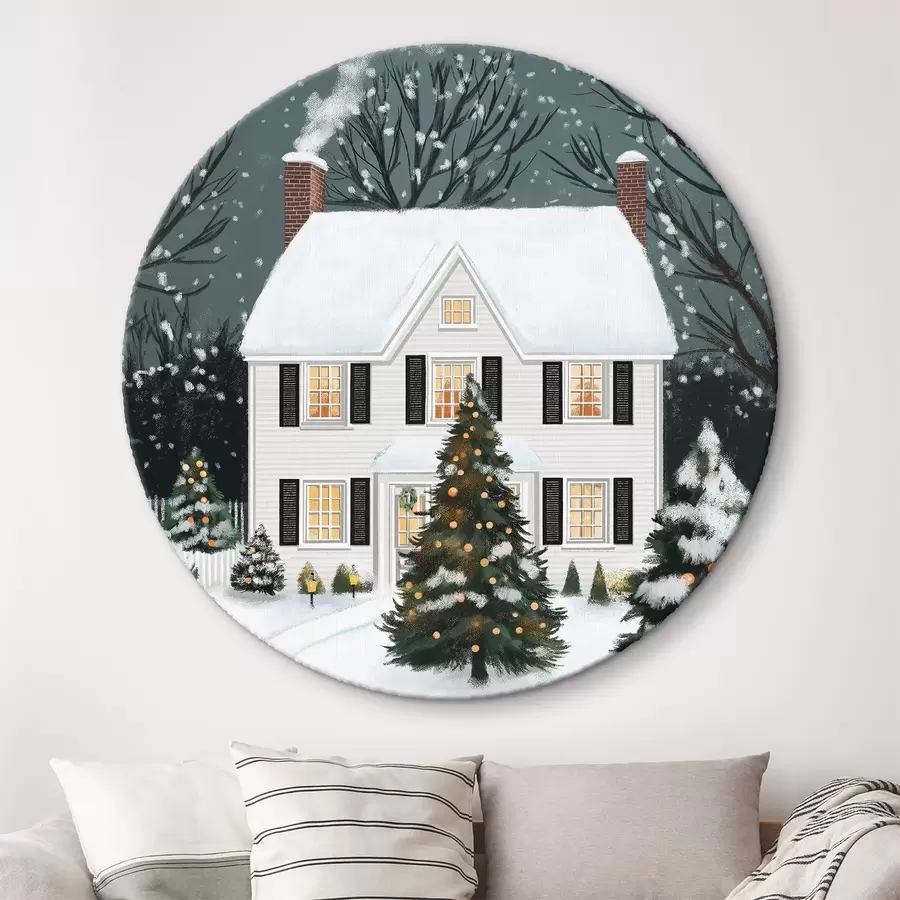  Schilderijen Winter wonderland, huis, pijnbomen, rustiek, winterlandschap, bos r41370