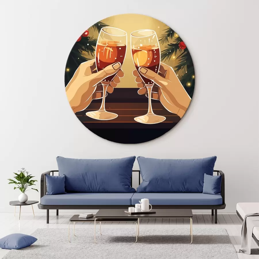  Schilderijen Champagneglazen, feest, nieuwjaar, kerstverlichting r41372