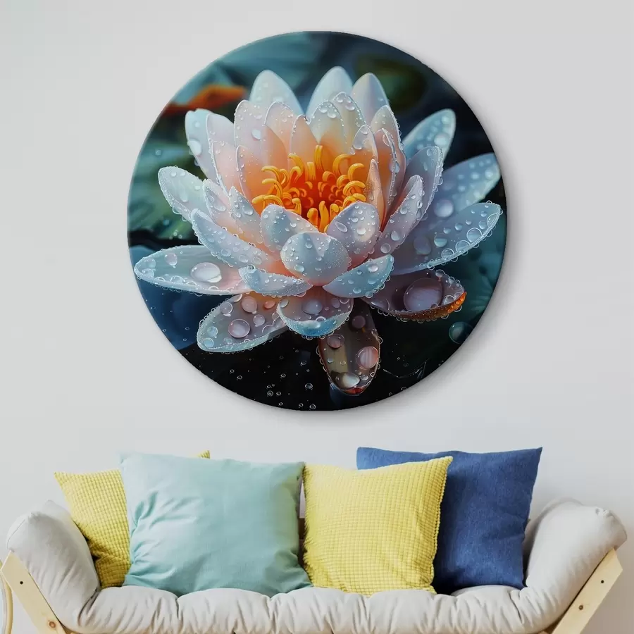  Peintures Fleur de lotus avec gouttes de rosée r41433