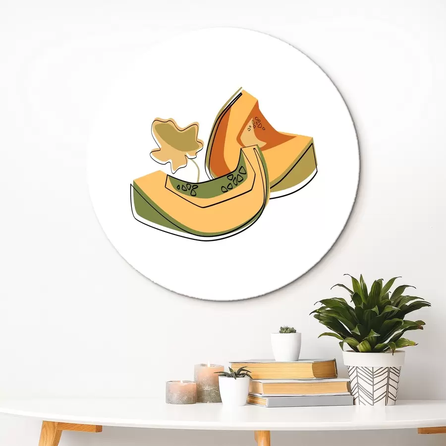  Schilderijen Lineaire tekening van een meloen, abstractie r41466