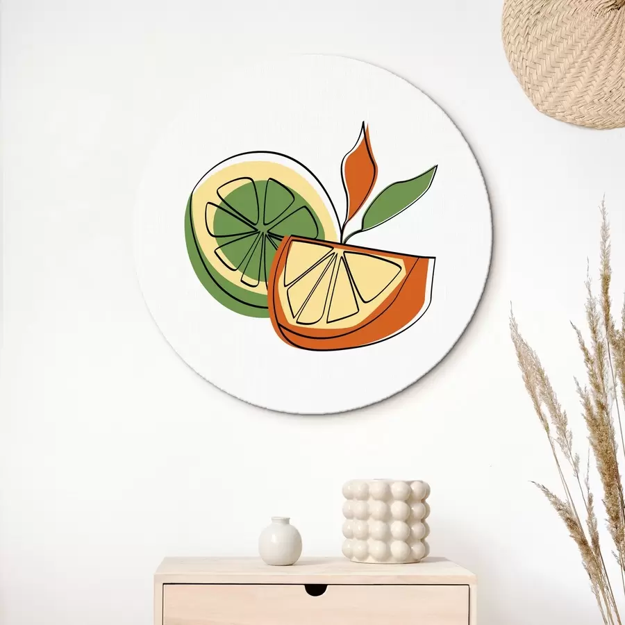  Schilderijen Citrus lineaire tekening, abstractie r41468