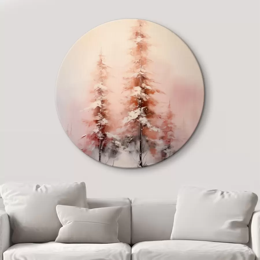  Schilderijen Wintersparren bij zonsopgang in de mist r41470