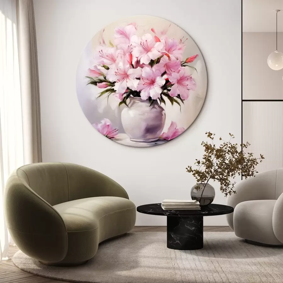  Peintures Hibiscus rose en pot r41472