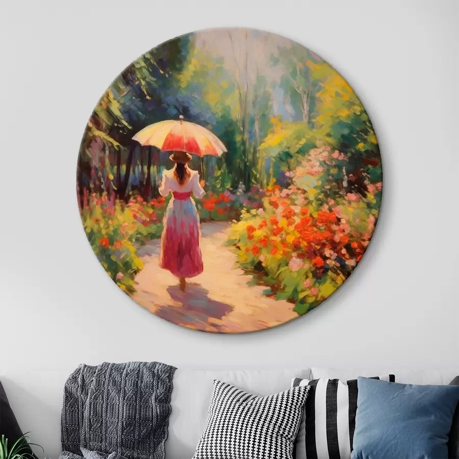  Peintures Dame avec un parapluie dans un jardin fleuri r41495