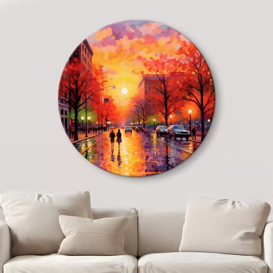  Schilderijen Herfstavond in de stad r41499