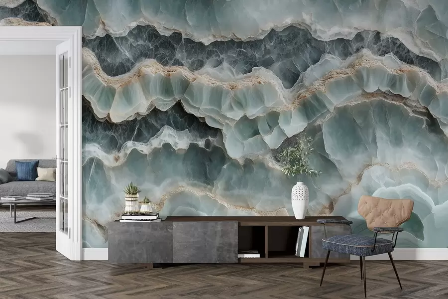 Fotobehang Marmeren oppervlak met een imitatie van golvende harslijnen w08561