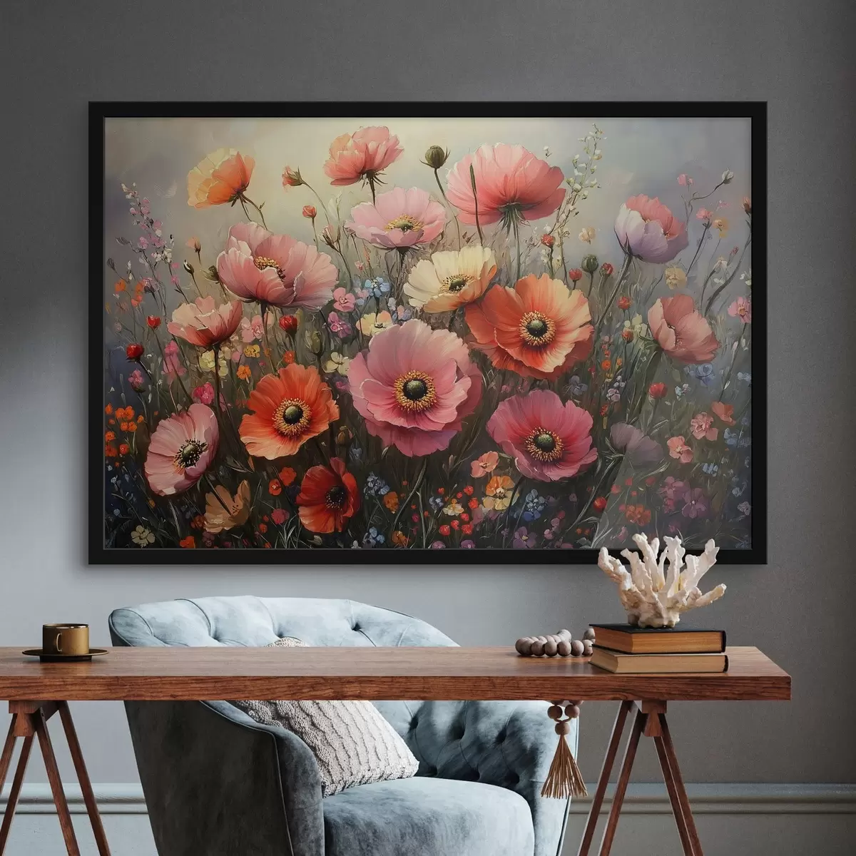 Poster Rode bloemen f42325