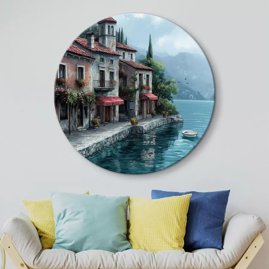  Schilderijen Huis boven het meer in de bergen r42334