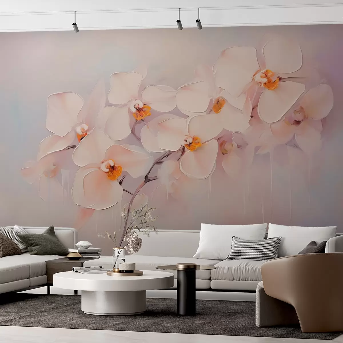 Fotobehang Orchideeëntak imitatieschilderij w02707