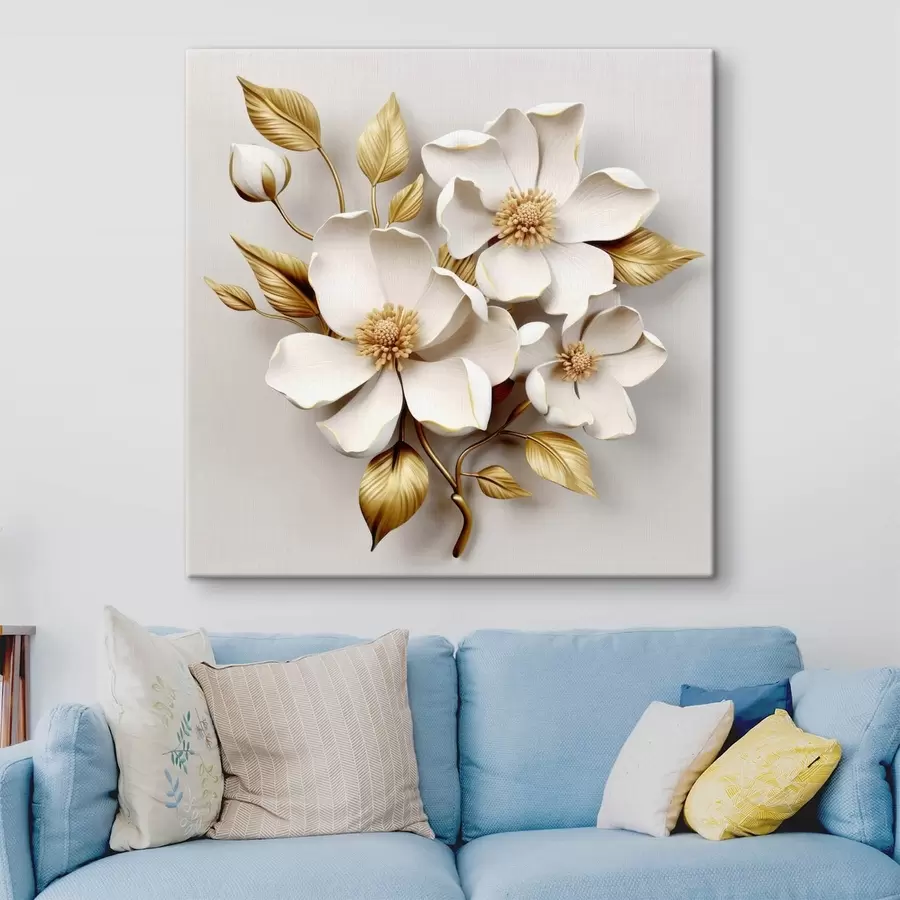  Peintures Grandes fleurs sur fond clair s42175