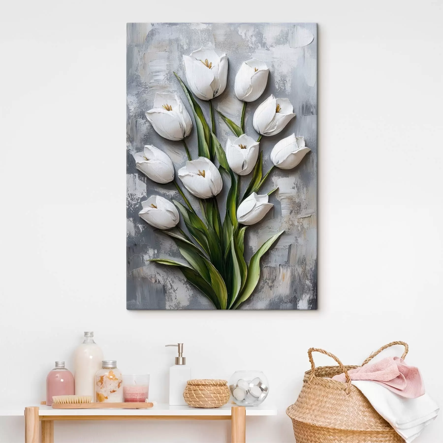  Peintures Fleurs, bouquet de tulipes, imitation modelage s42176