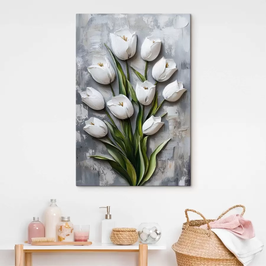  Schilderijen Bloemen, boeket tulpen, imitatie modelleren s42176