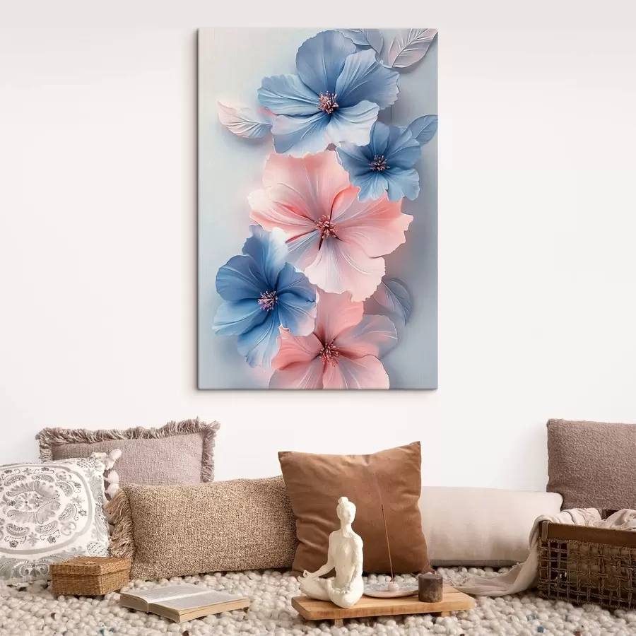  Peintures Fleurs roses et bleues s42178