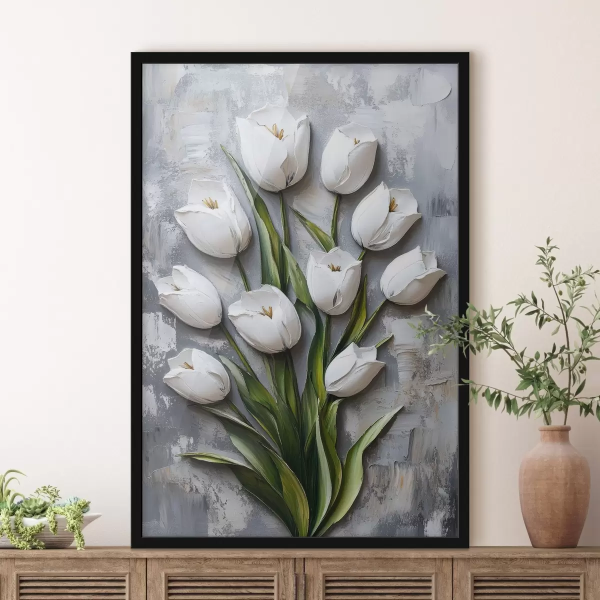 Affiche Fleurs, bouquet de tulipes, imitation modelage f42176