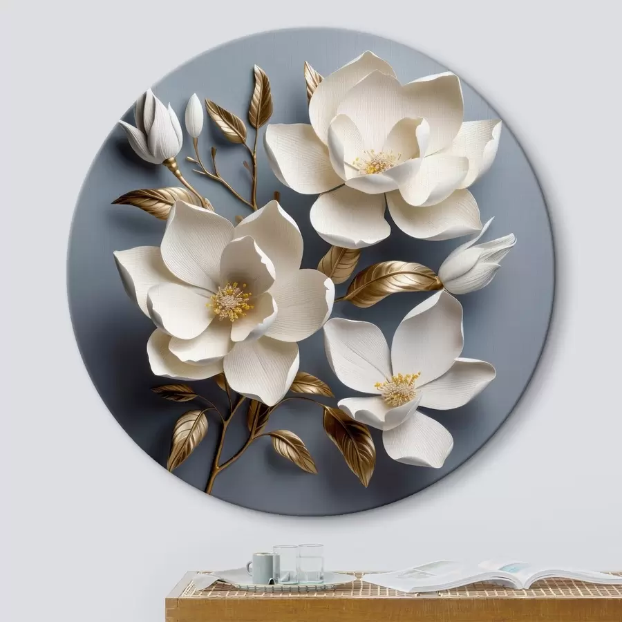  Peintures Grandes fleurs sur fond gris clair r42174