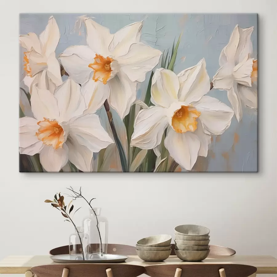  Schilderijen Witte narcissen grote imitatie van schilderij s42355