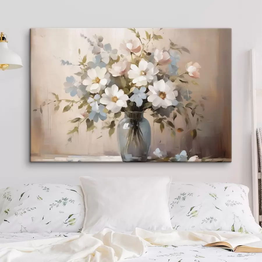  Schilderijen Boeket bloemen en takjes in een vaas imitatie van schilderij s42356