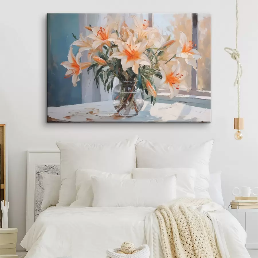  Schilderijen Lelies in een glazen vaas imitatie van schilderij s42359