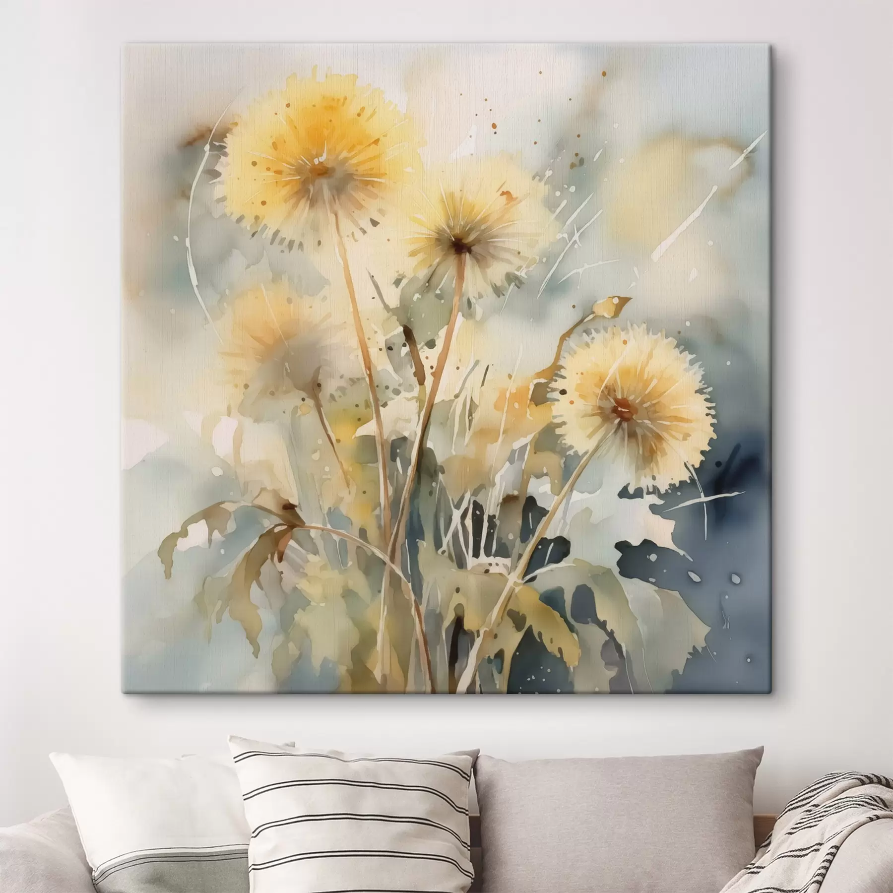Fotobehang Paardebloemen imitatie van vage aquarel s42369