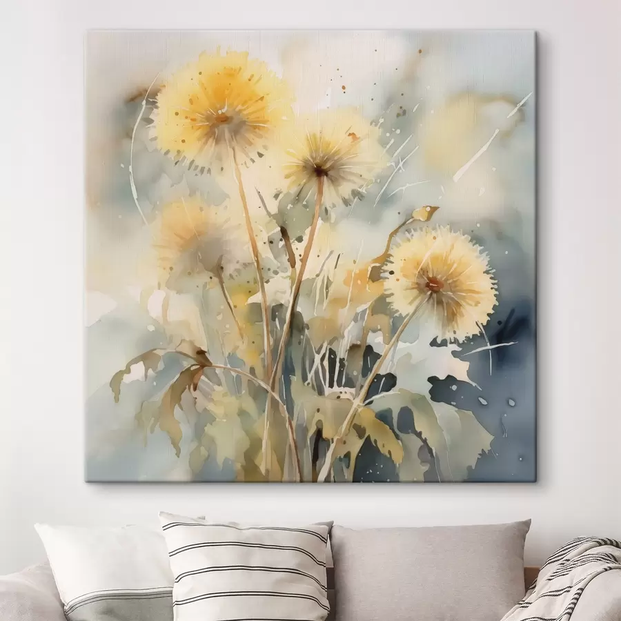  Schilderijen Paardebloemen imitatie van vage aquarel s42369