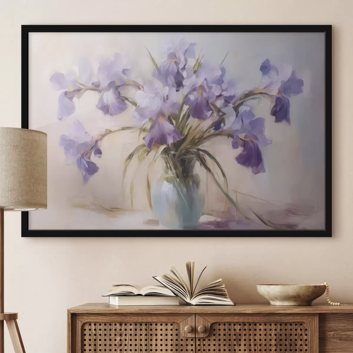 Poster Irissen in een vaas imitatie van schilderij f42357