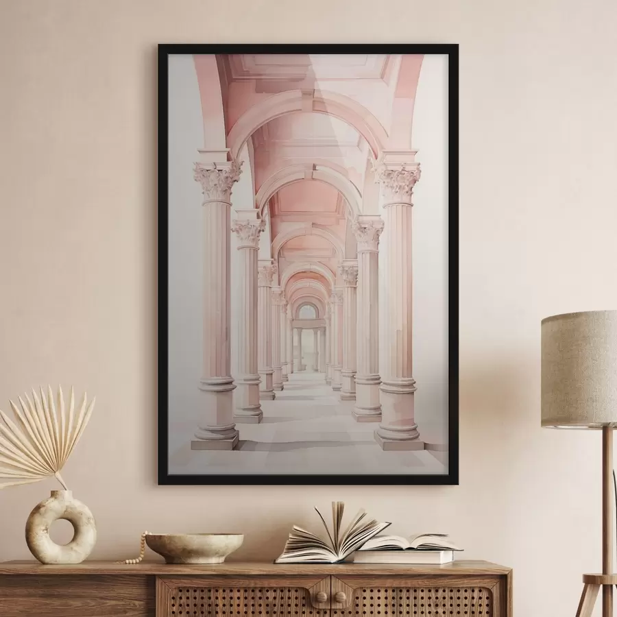 Fotobehang Architecturale structuur met kolommen imitatie van aquarel f42361